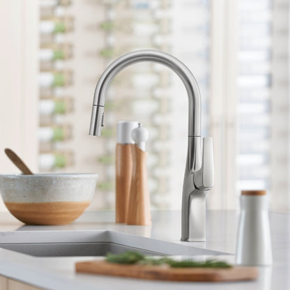 Pvd Steel - BLANCO Rivana High-Arc Pull-Down Dual-Spray Kitchen Faucet