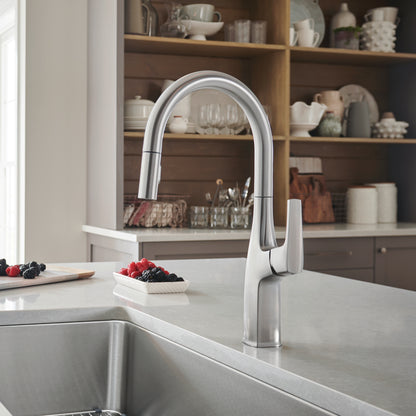 Pvd Steel - BLANCO Rivana High-Arc Pull-Down Dual-Spray Kitchen Faucet