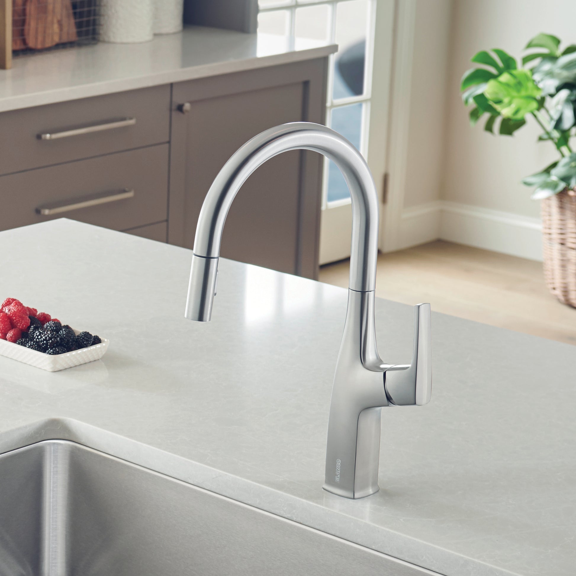 Pvd Steel - BLANCO Rivana High-Arc Pull-Down Dual-Spray Kitchen Faucet