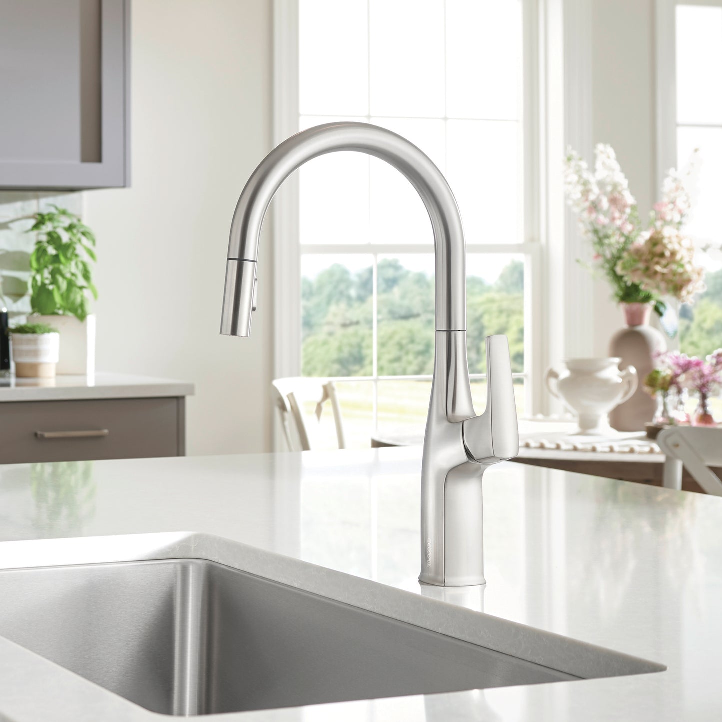 Pvd Steel - BLANCO Rivana High-Arc Pull-Down Dual-Spray Kitchen Faucet