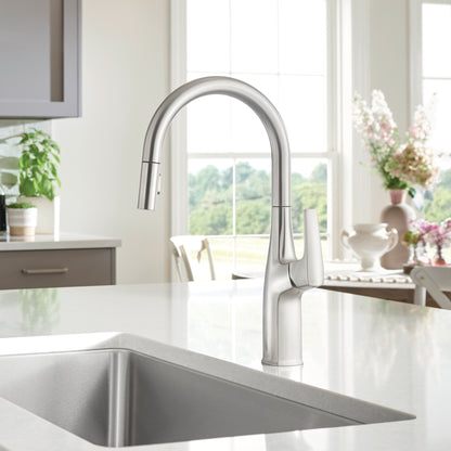 Pvd Steel - BLANCO Rivana High-Arc Pull-Down Dual-Spray Kitchen Faucet