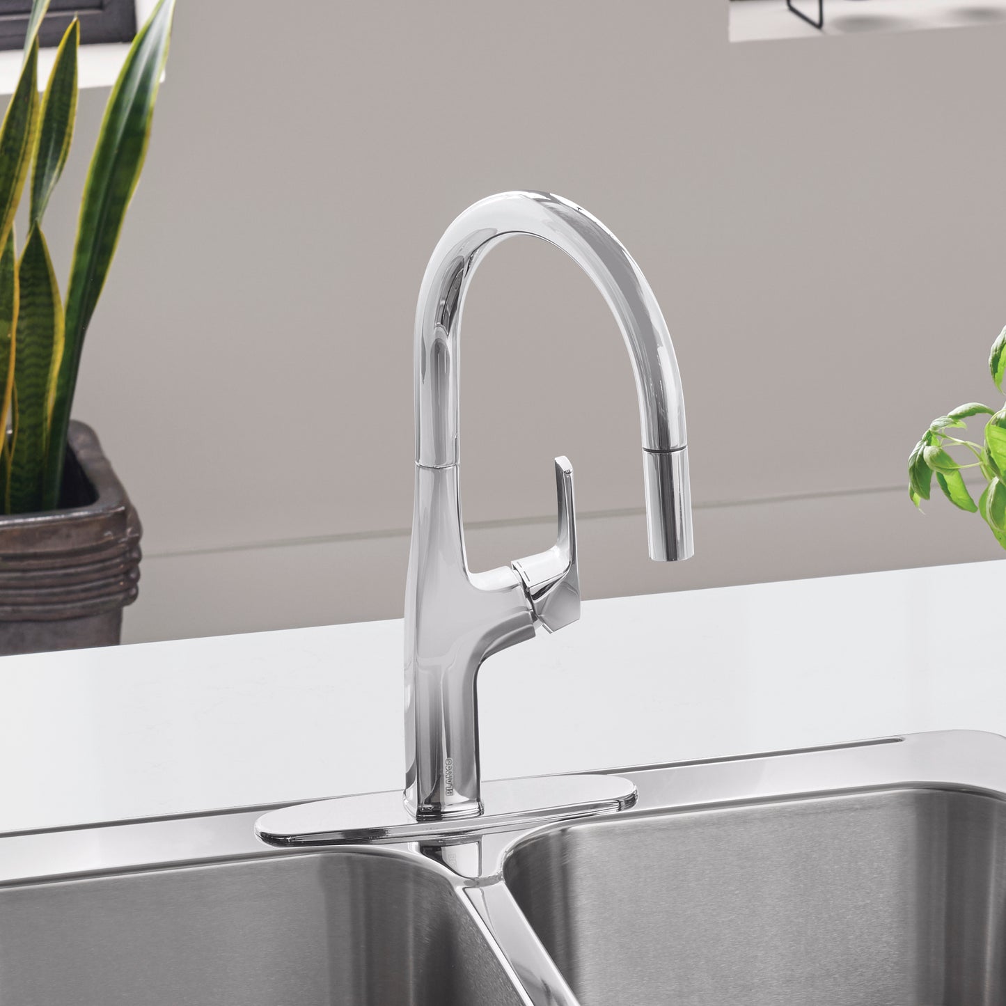 Pvd Steel - BLANCO Rivana High-Arc Pull-Down Dual-Spray Kitchen Faucet