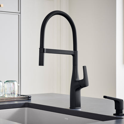 Matte Black - BLANCO Rivana Semi-Pro Pull-Down Dual-Spray Kitchen Faucet