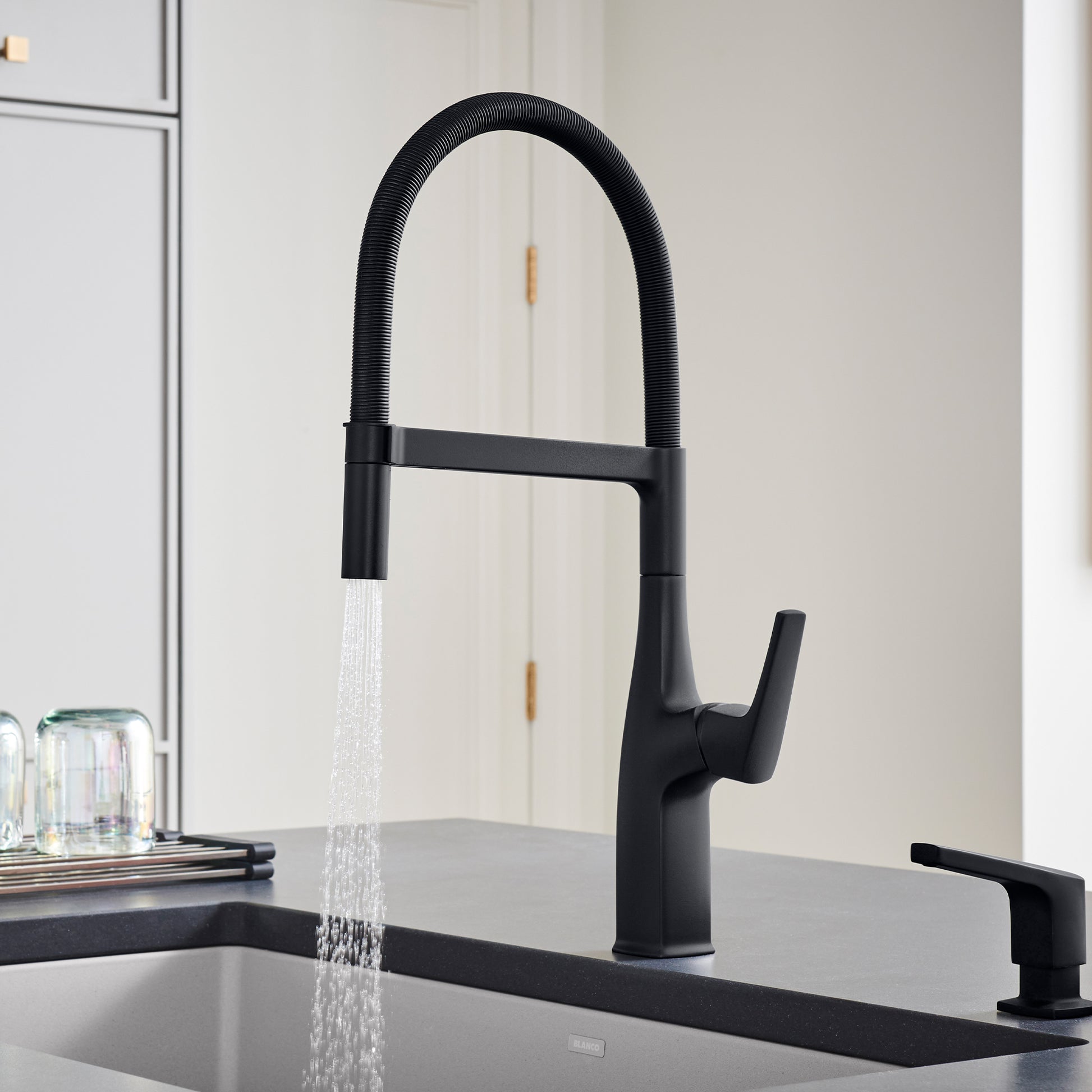 Matte Black - BLANCO Rivana Semi-Pro Pull-Down Dual-Spray Kitchen Faucet