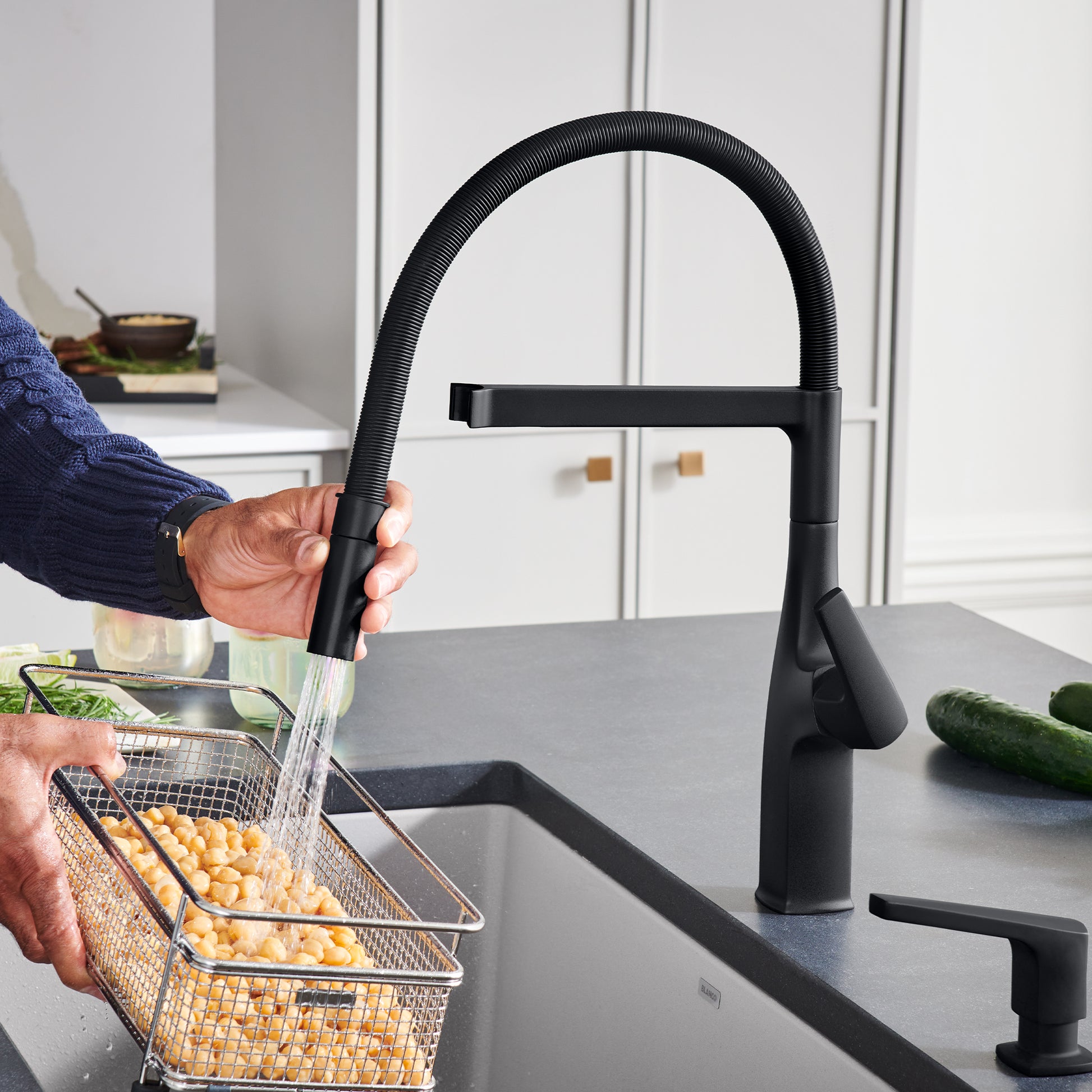Matte Black - BLANCO Rivana Semi-Pro Pull-Down Dual-Spray Kitchen Faucet