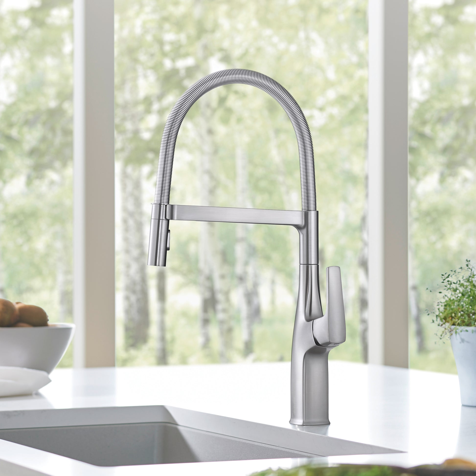 Pvd Steel - BLANCO Rivana Semi-Pro Pull-Down Dual-Spray Kitchen Faucet