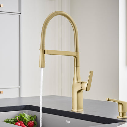 Satin Gold - BLANCO Rivana Semi-Pro Pull-Down Dual-Spray Kitchen Faucet