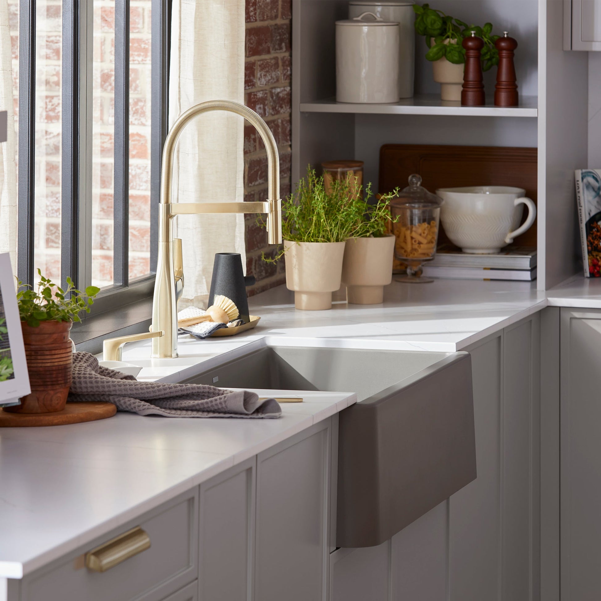 Satin Gold - BLANCO Rivana Semi-Pro Pull-Down Dual-Spray Kitchen Faucet