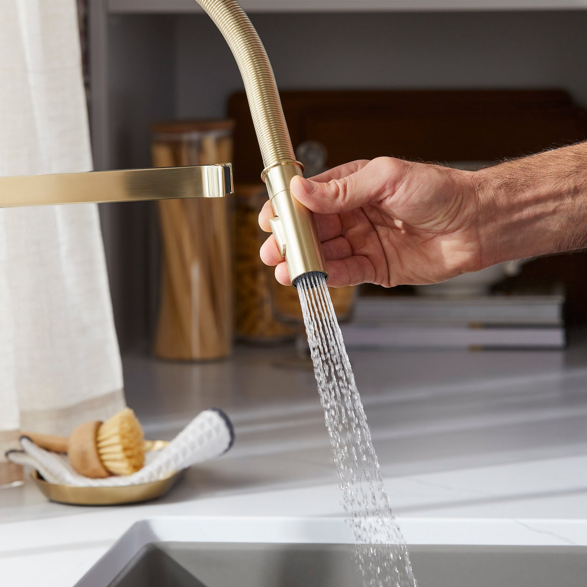 Satin Gold - BLANCO Rivana Semi-Pro Pull-Down Dual-Spray Kitchen Faucet