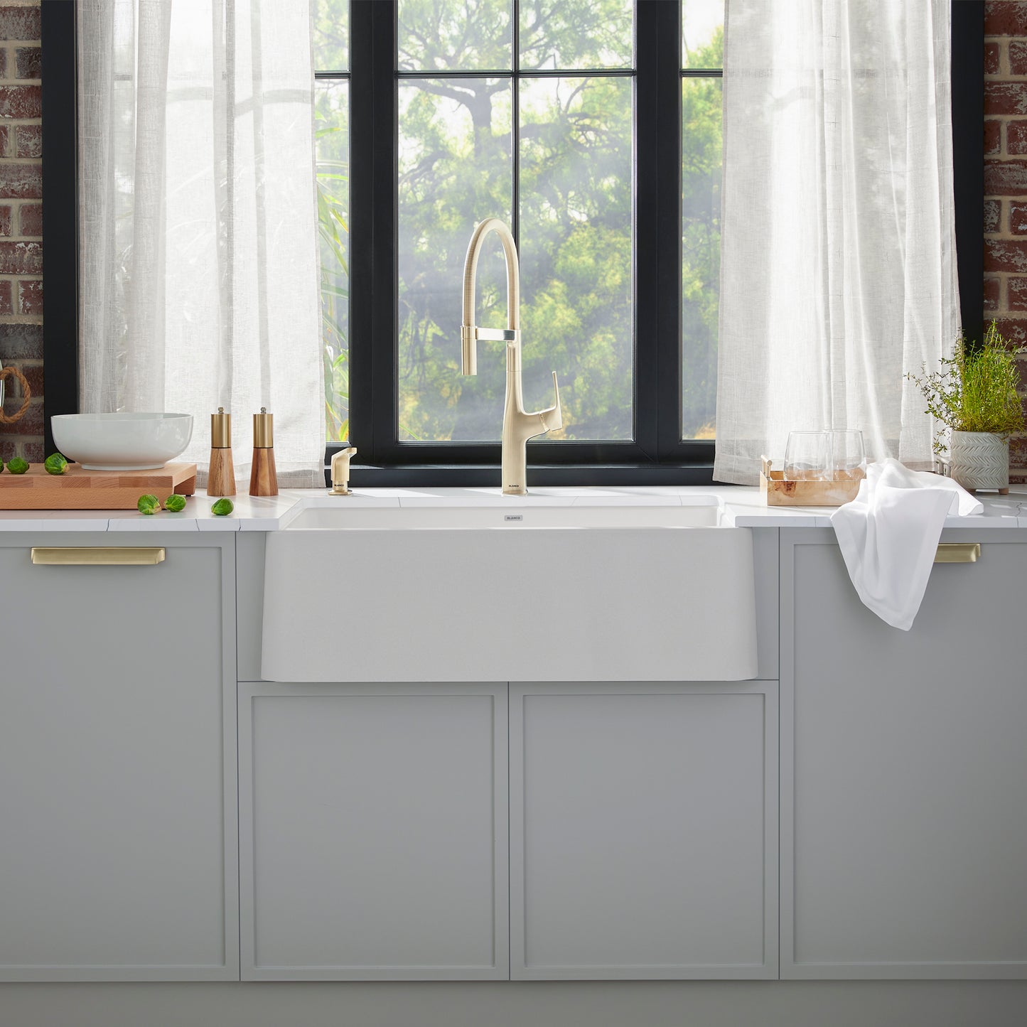Satin Gold - BLANCO Rivana Semi-Pro Pull-Down Dual-Spray Kitchen Faucet