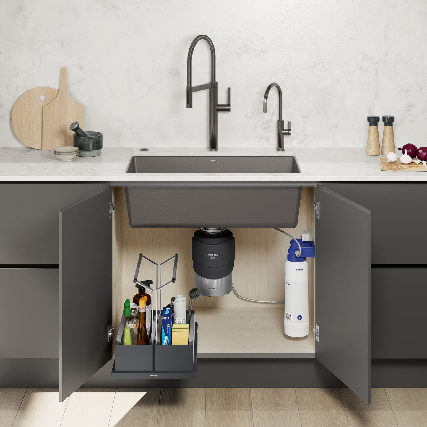 BLANCO Under Kitchen Sink Cabinet Storage Caddy - Double