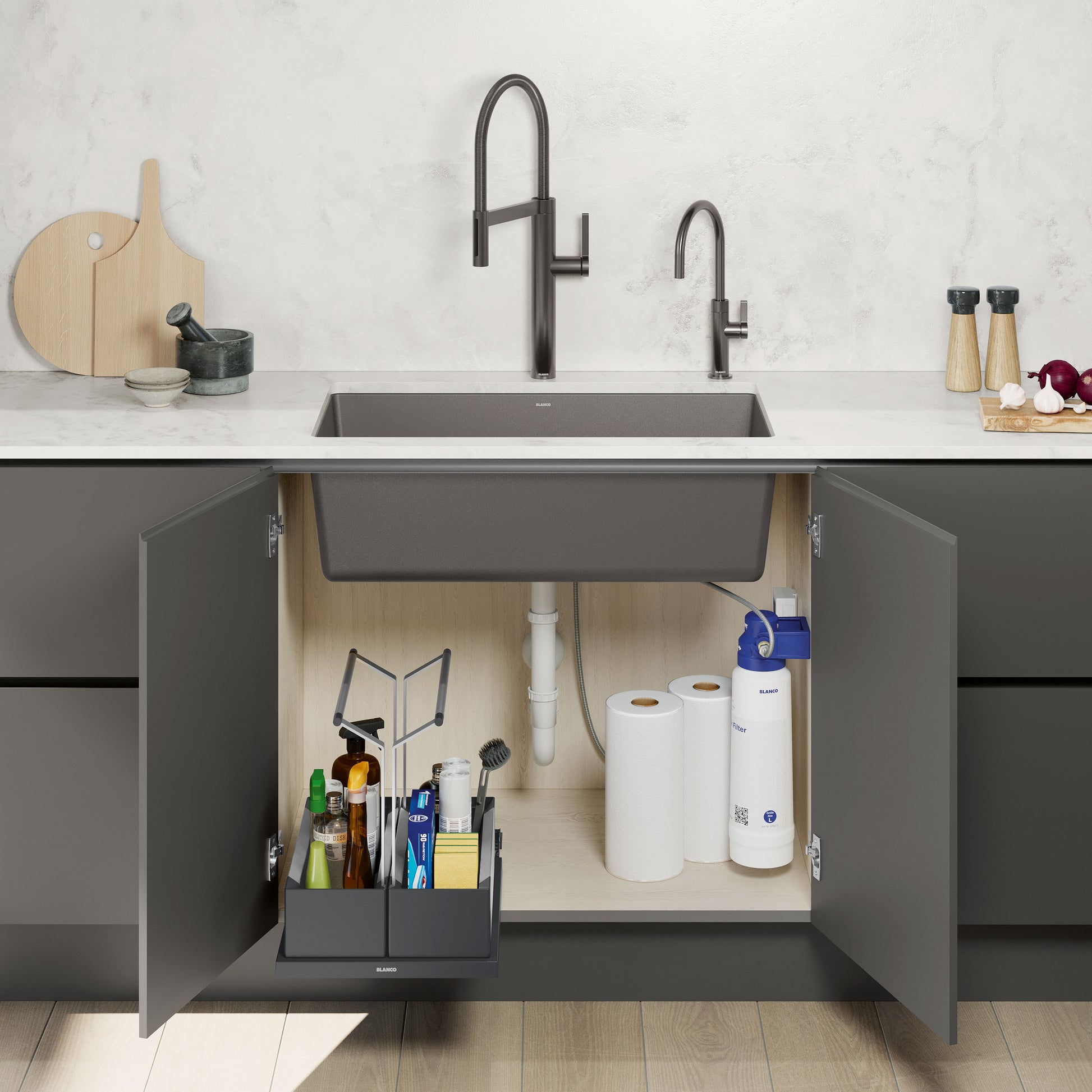 BLANCO Under Kitchen Sink Cabinet Storage Caddy - Double