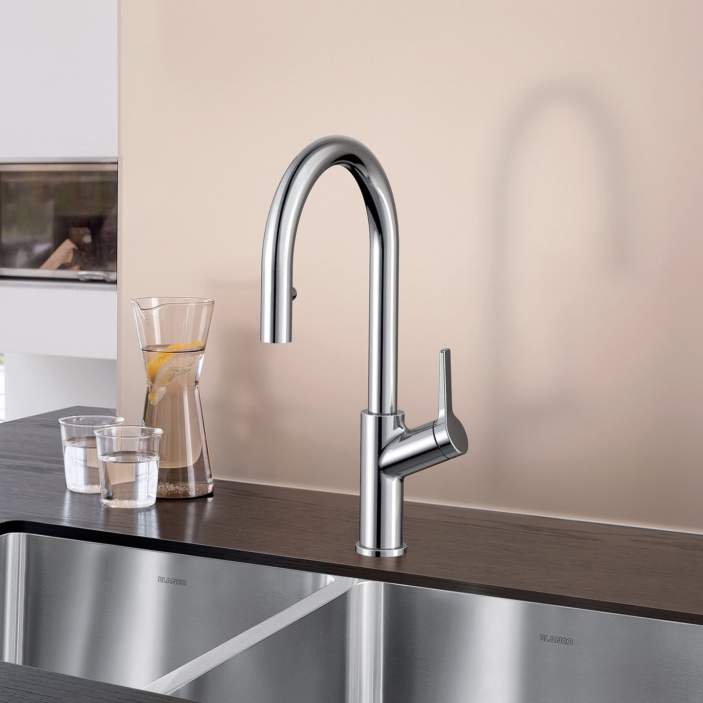 Chrome - BLANCO Urbena Pull-Down Dual-Spray Kitchen Faucet