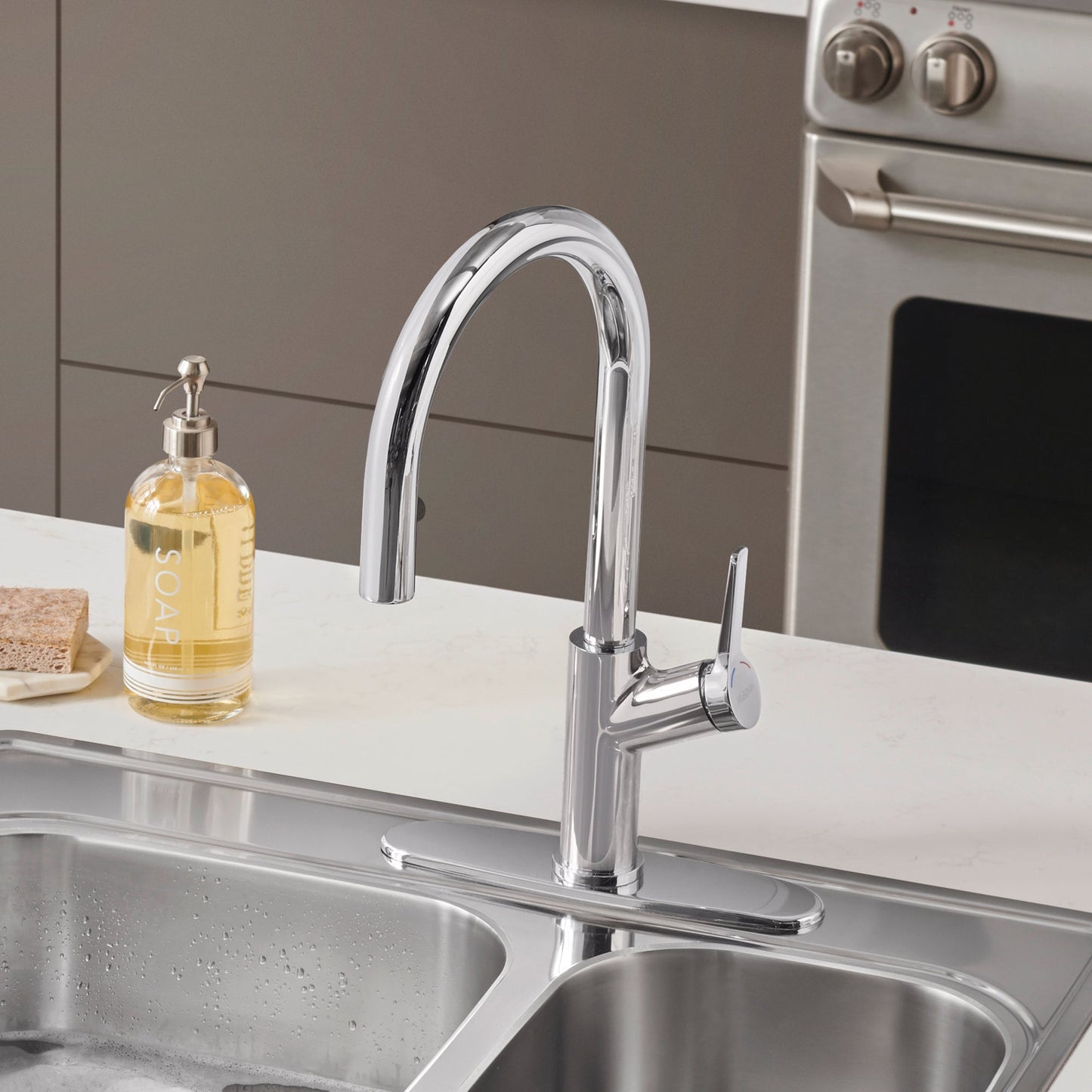 Chrome - BLANCO Urbena Pull-Down Dual-Spray Kitchen Faucet