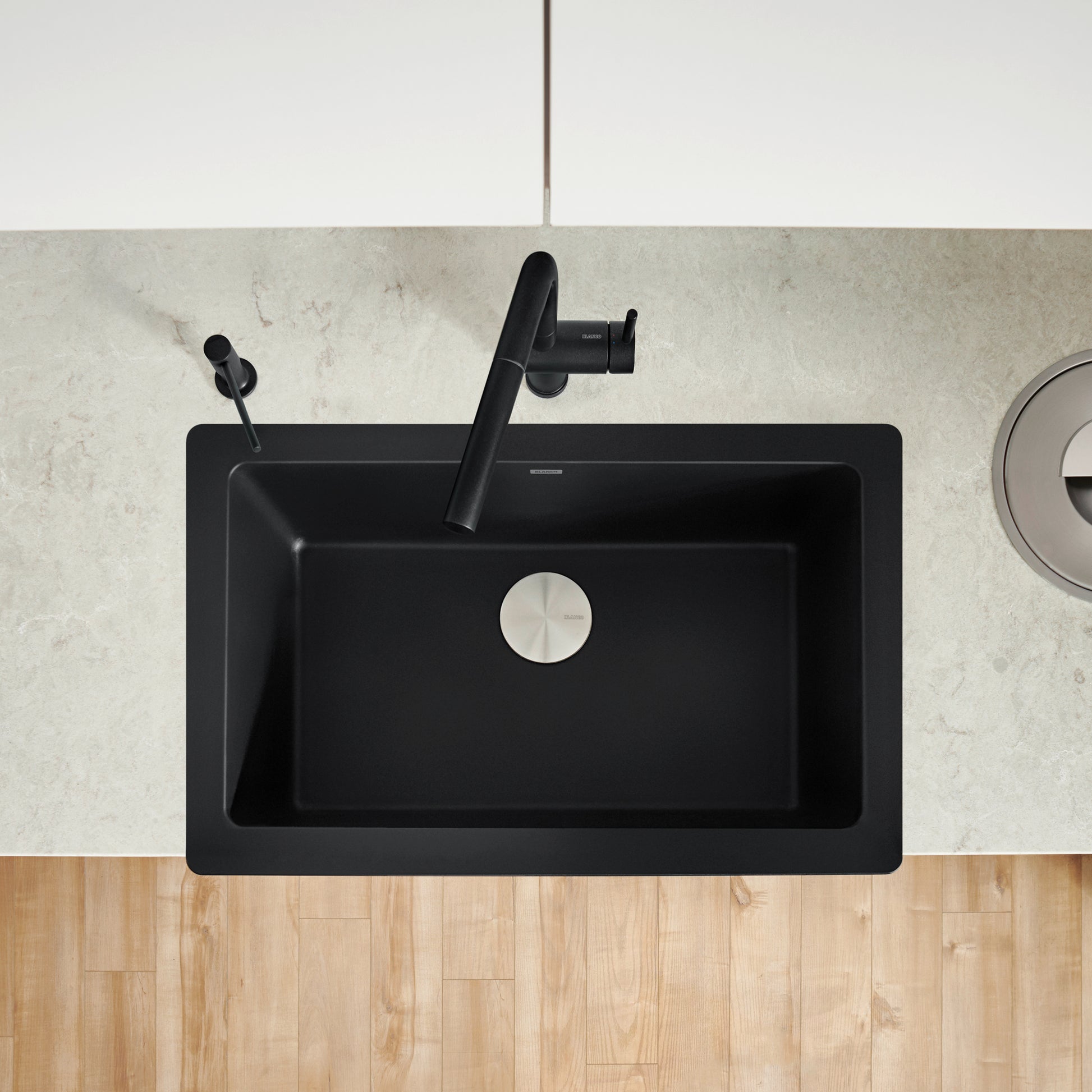 Coal Black - BLANCO Vintera SILGRANIT 30" Single Bowl Apron-Front Farmhouse Sink