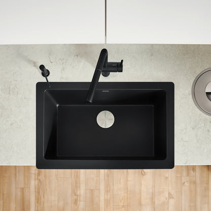 Coal Black - BLANCO Vintera SILGRANIT 30" Single Bowl Apron-Front Farmhouse Sink