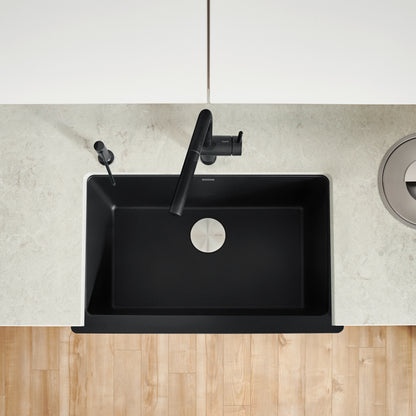 Coal Black - BLANCO Vintera SILGRANIT 30" Single Bowl Apron-Front Farmhouse Sink