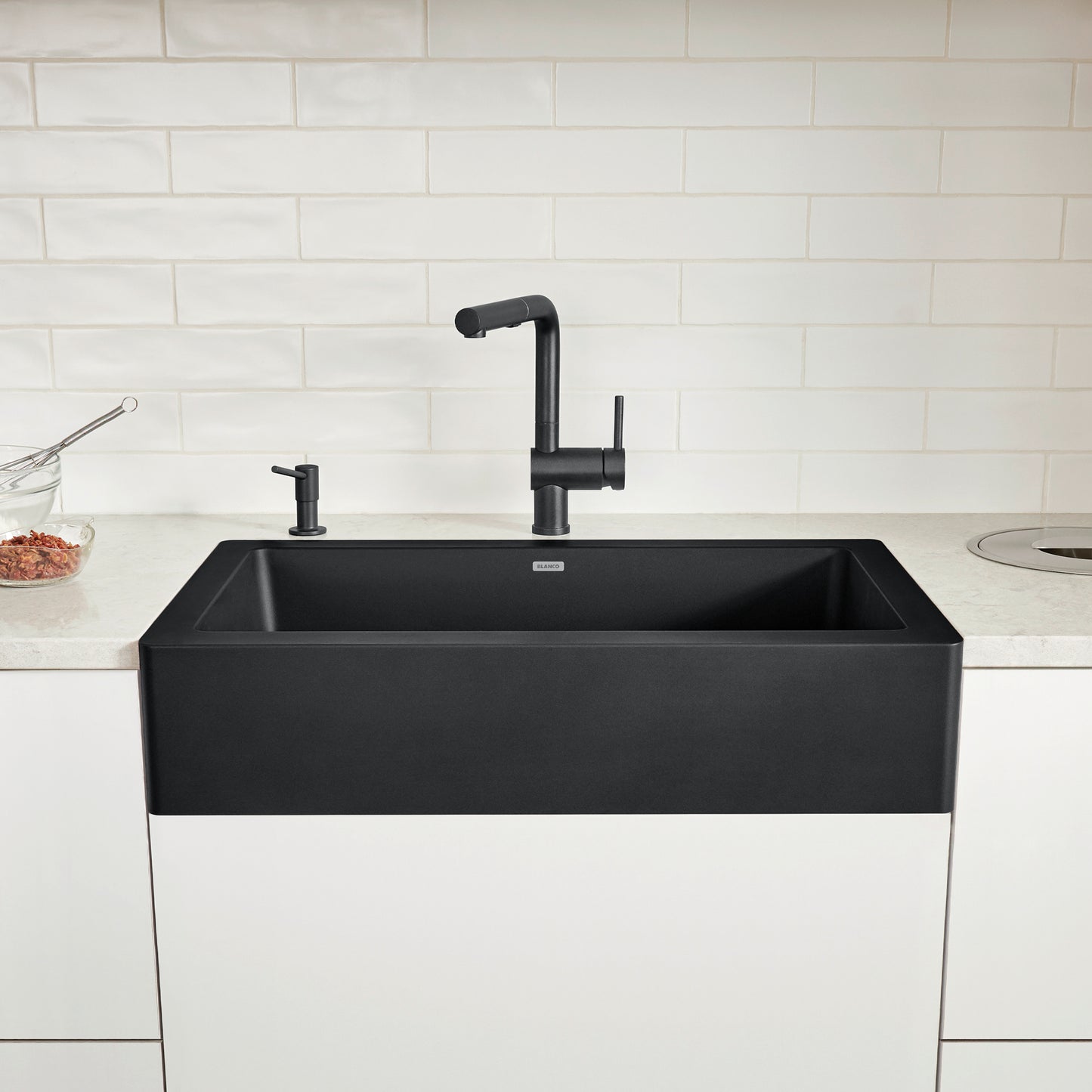 Coal Black - BLANCO Vintera SILGRANIT 30" Single Bowl Apron-Front Farmhouse Sink