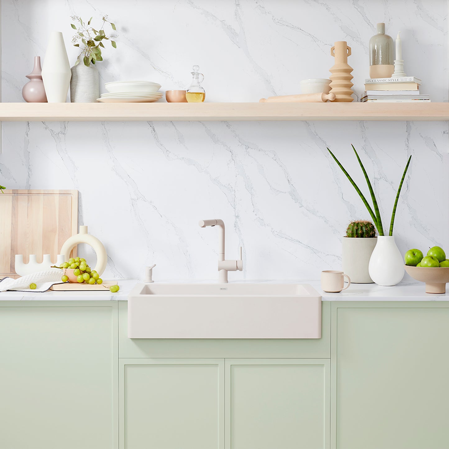 Soft White - BLANCO Vintera SILGRANIT 30" Single Bowl Apron-Front Farmhouse Sink