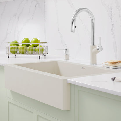 Soft White - BLANCO Vintera SILGRANIT 30" Single Bowl Apron-Front Farmhouse Sink