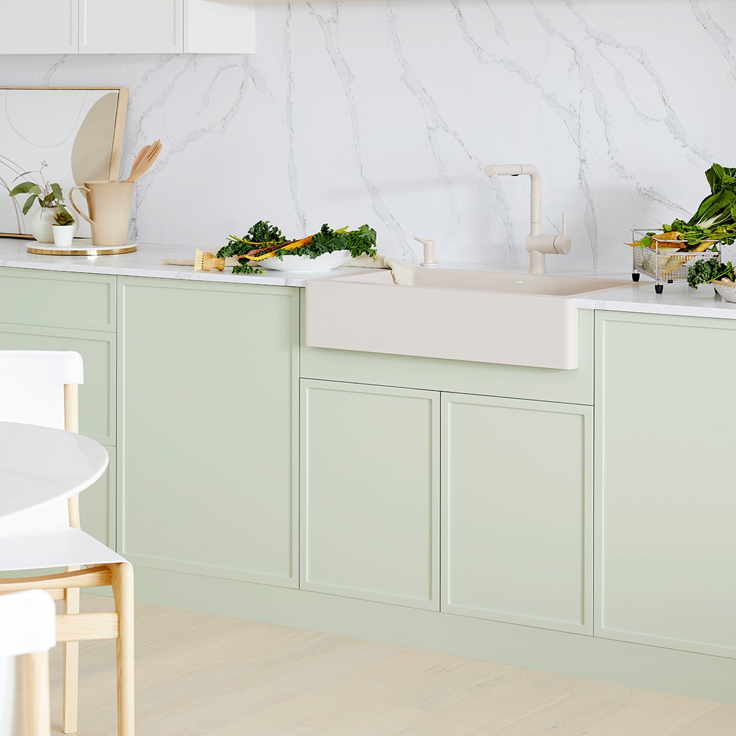 Soft White - BLANCO Vintera SILGRANIT 30" Single Bowl Apron-Front Farmhouse Sink