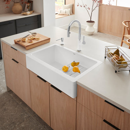 White - BLANCO Vintera SILGRANIT 30" Single Bowl Apron-Front Farmhouse Sink