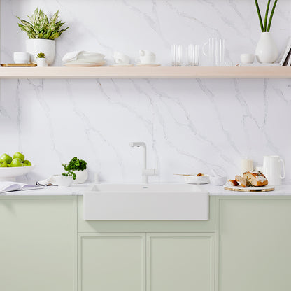 White - BLANCO Vintera SILGRANIT 30" Single Bowl Apron-Front Farmhouse Sink
