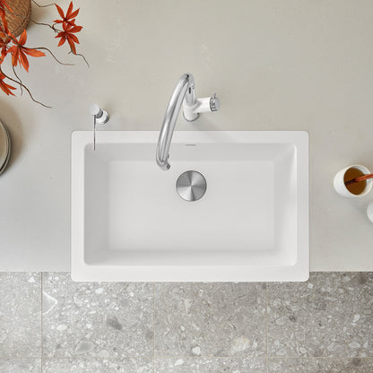 White - BLANCO Vintera SILGRANIT 30" Single Bowl Apron-Front Farmhouse Sink