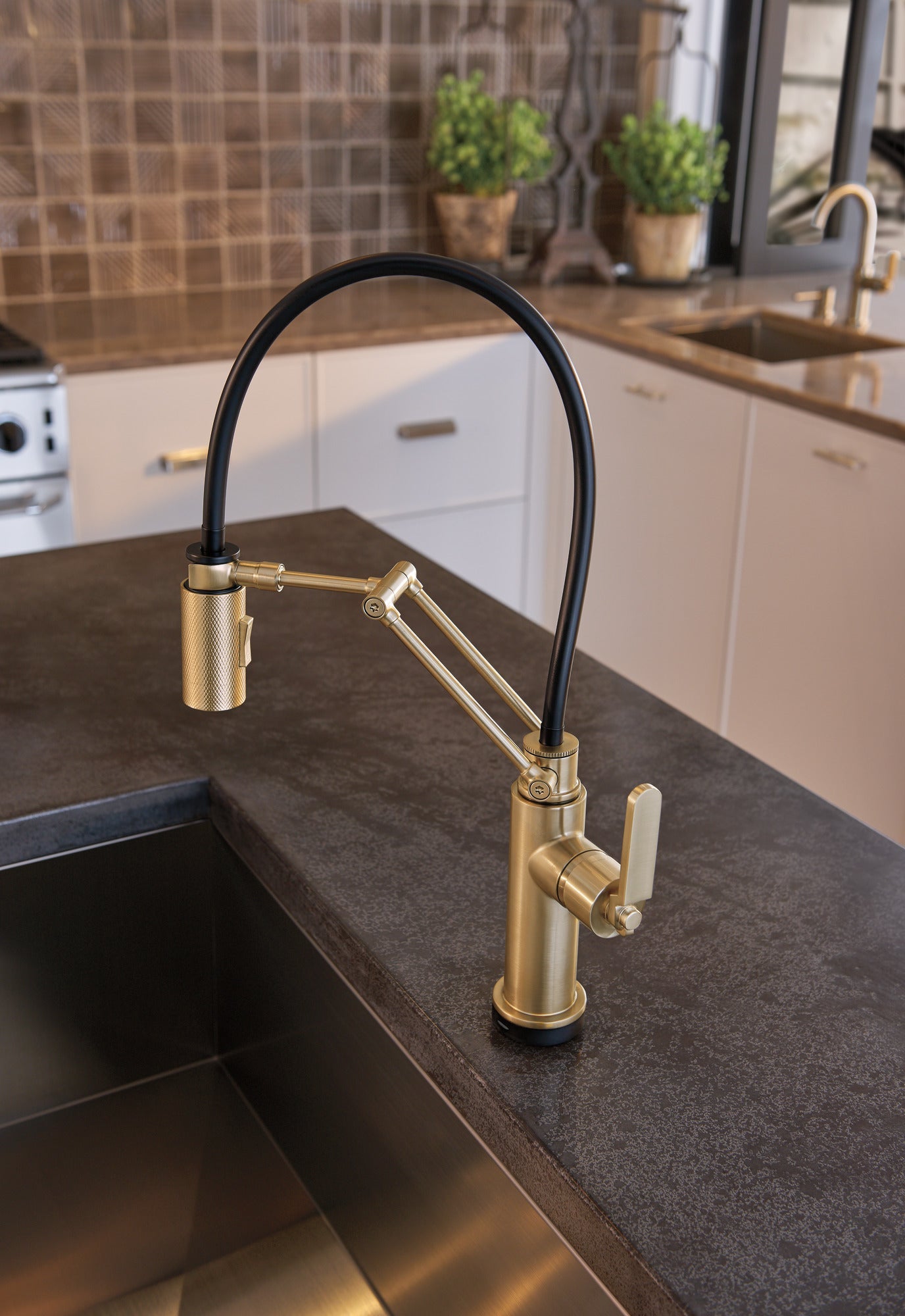 Brizo Litze 61044LF Bar Faucet with Arc Spout and Industrial Handle Kit