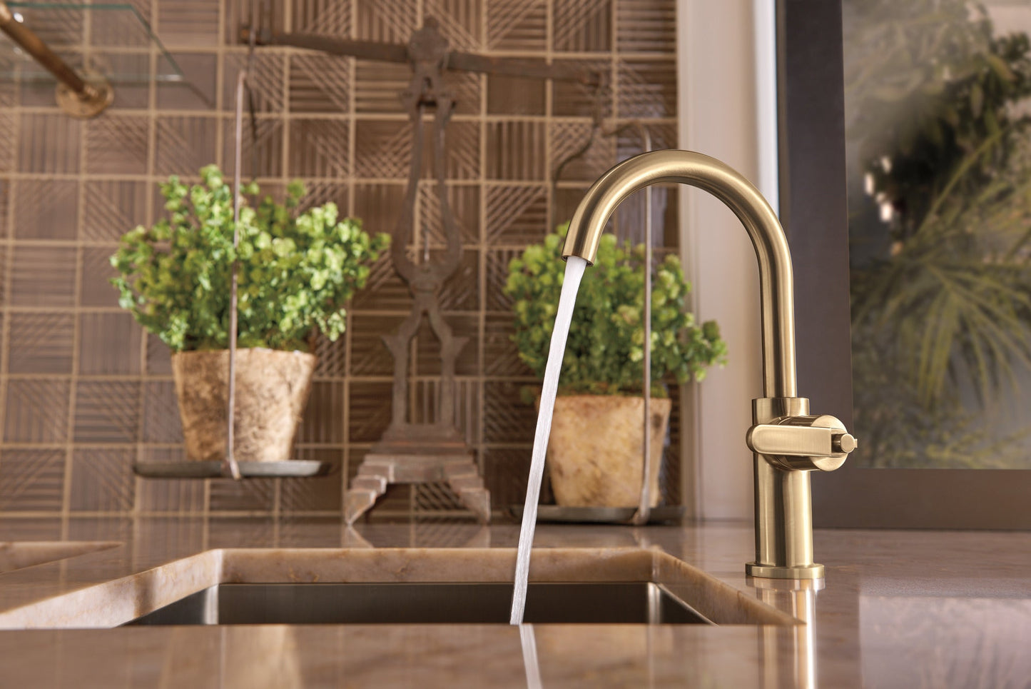 Brizo Litze 61044LF Bar Faucet with Arc Spout and Industrial Handle Kit