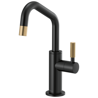 Brizo Litze 61363LF Beverage Faucet with Angled Spout and Knurled Handle, matte black luxe gold