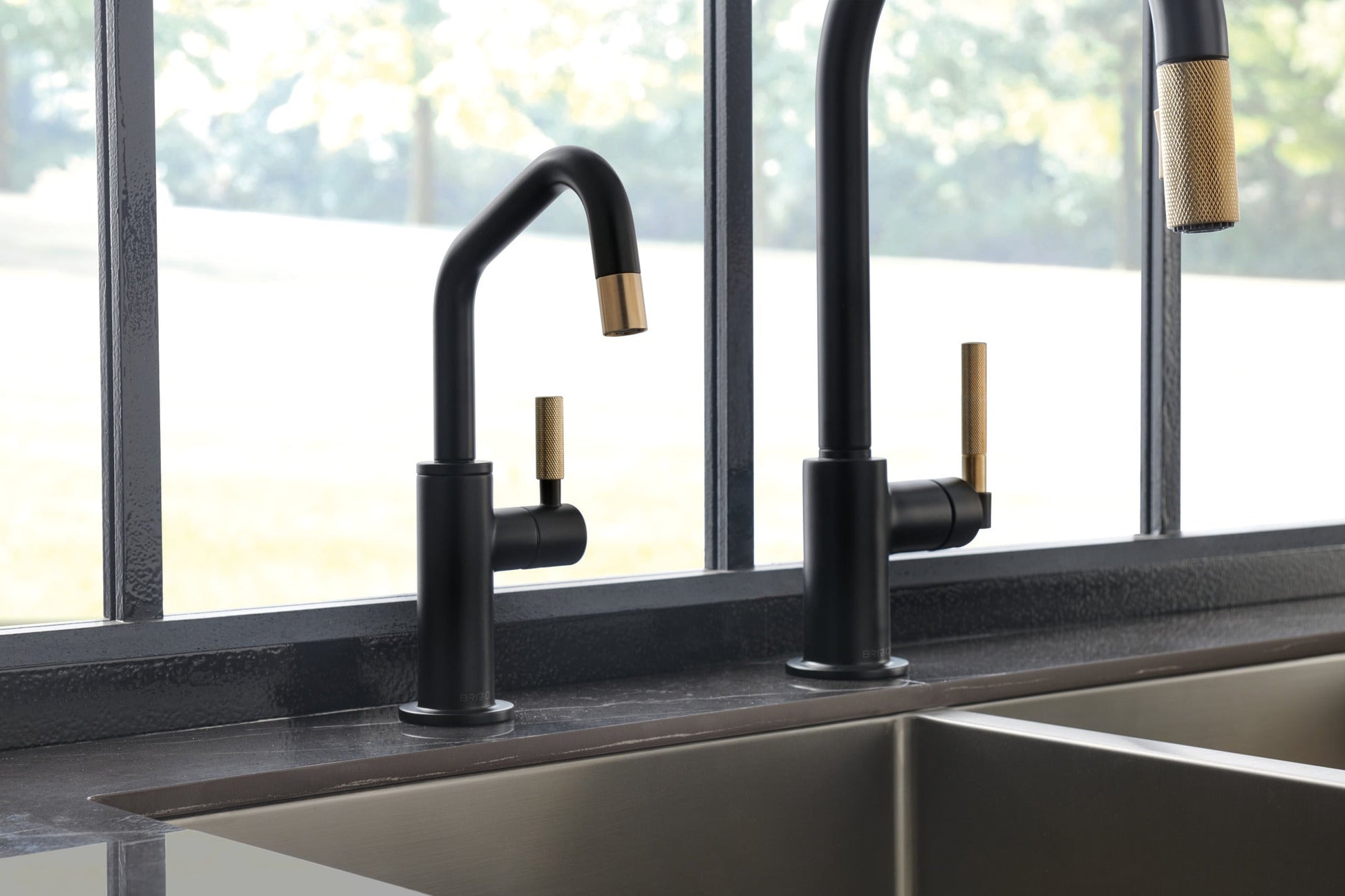 Brizo Litze 61363LF Beverage Faucet with Angled Spout and Knurled Handle, matte black luxe gold - view 3