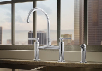 Brizo Litze 62543LF Bridge Faucet with Arc Spout and Knurled Handle