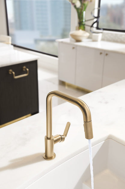 Brizo Litze 63054LF Pull-Down Faucet with Square Spout and Industrial Handle