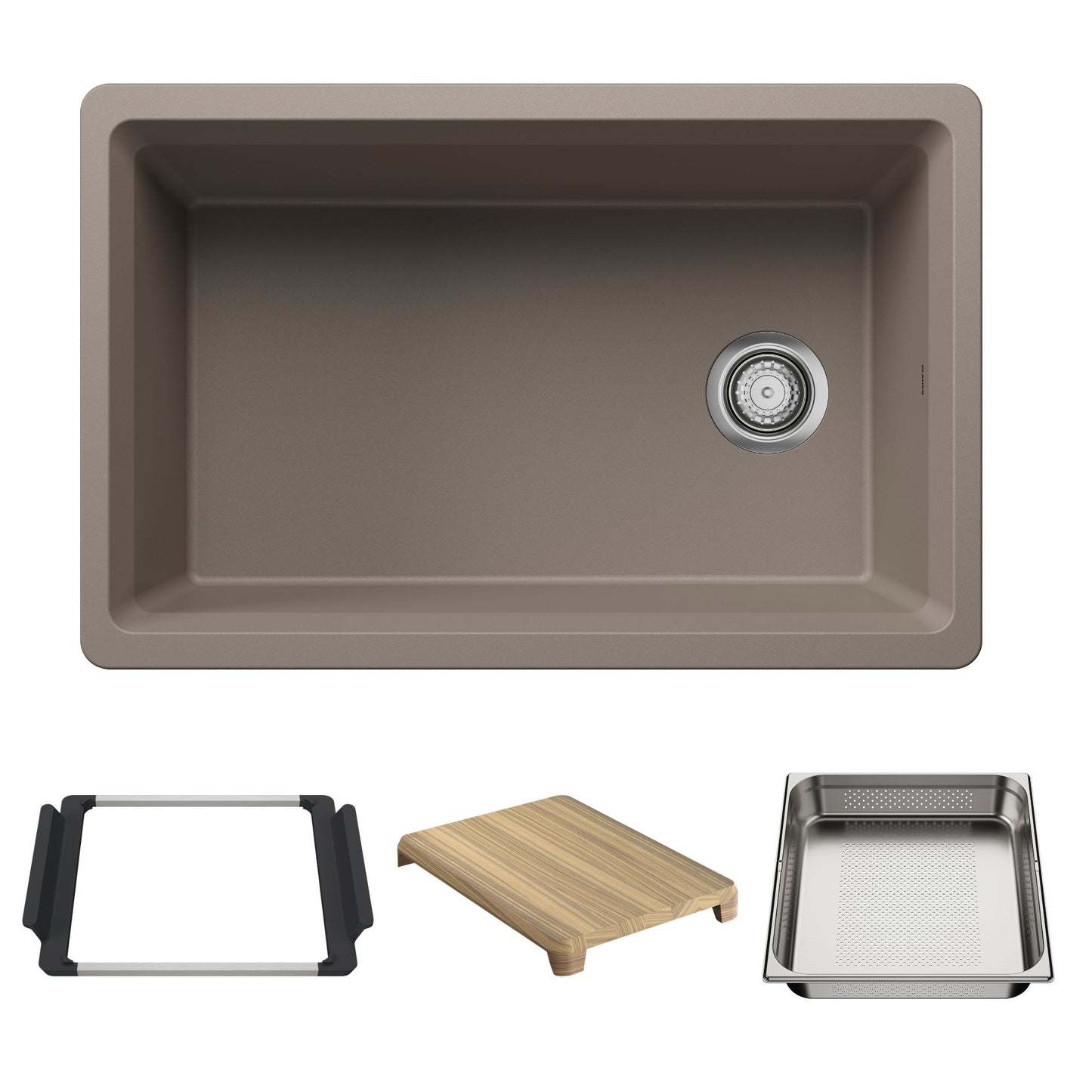 BLANCO Inteos SILGRANIT 30" Single Bowl Reversible Undermount Workstation Kitchen Sink - Truffle