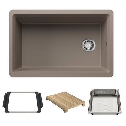 BLANCO Inteos SILGRANIT 30" Single Bowl Reversible Undermount Workstation Kitchen Sink - Truffle