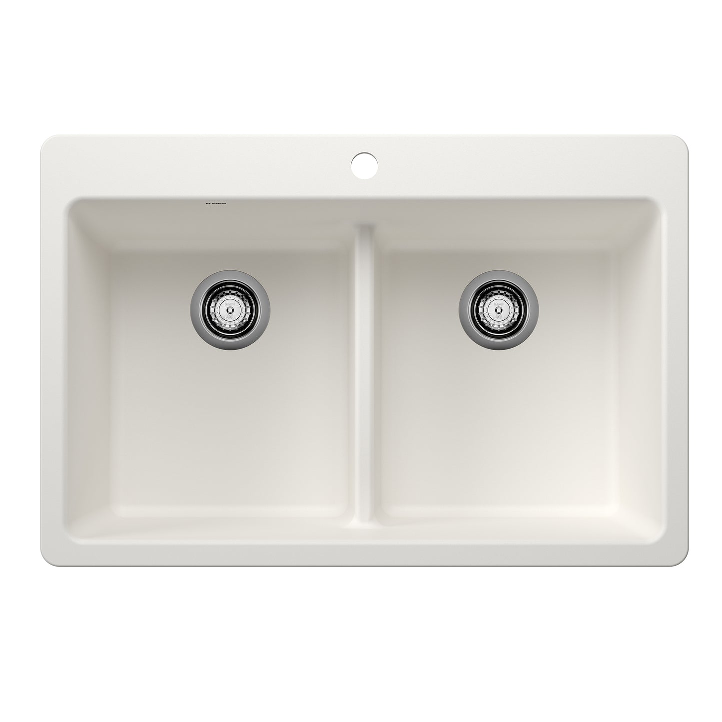 BLANCO Liven SILGRANIT 33" 50/50 Double Bowl Dual Mount Kitchen Sink with Low Divide - White