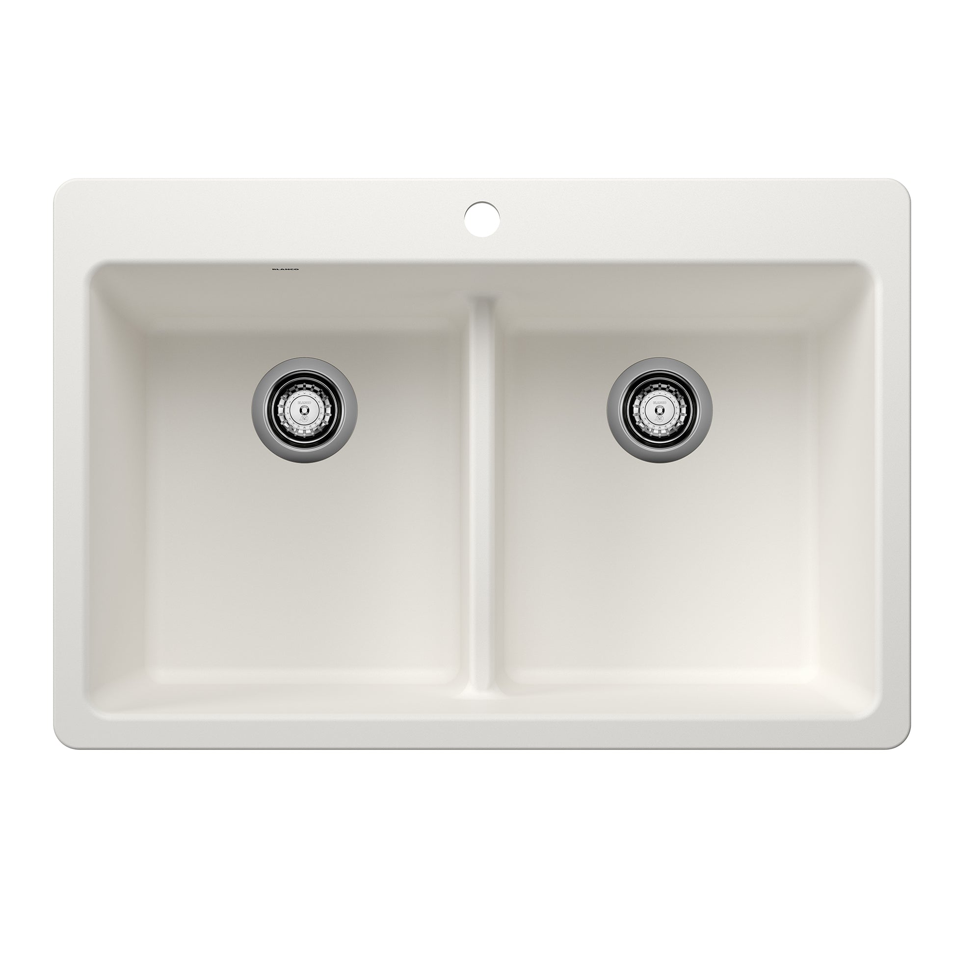 BLANCO Liven SILGRANIT 33" 50/50 Double Bowl Dual Mount Kitchen Sink with Low Divide - White