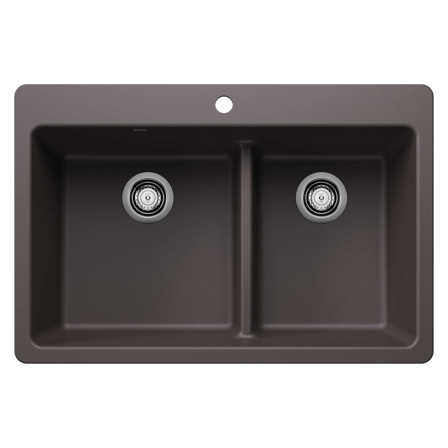 BLANCO Liven SILGRANIT 33" 60/40 Double Bowl Dual Mount Kitchen Sink with Low Divide - Cinder