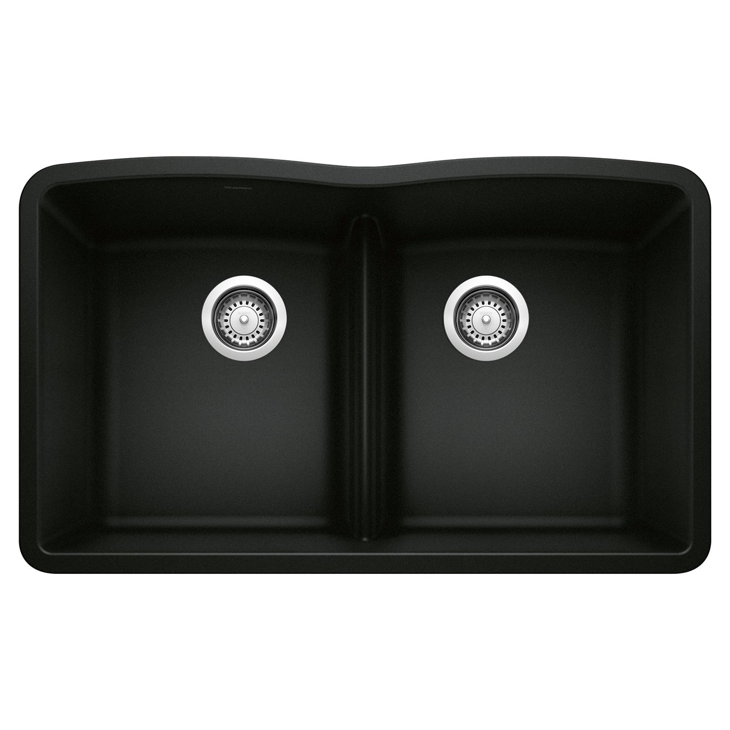 BLANCO 442914 Diamond Equal Double Bowl Kitchen Sink with Low Divide - Coal Black
