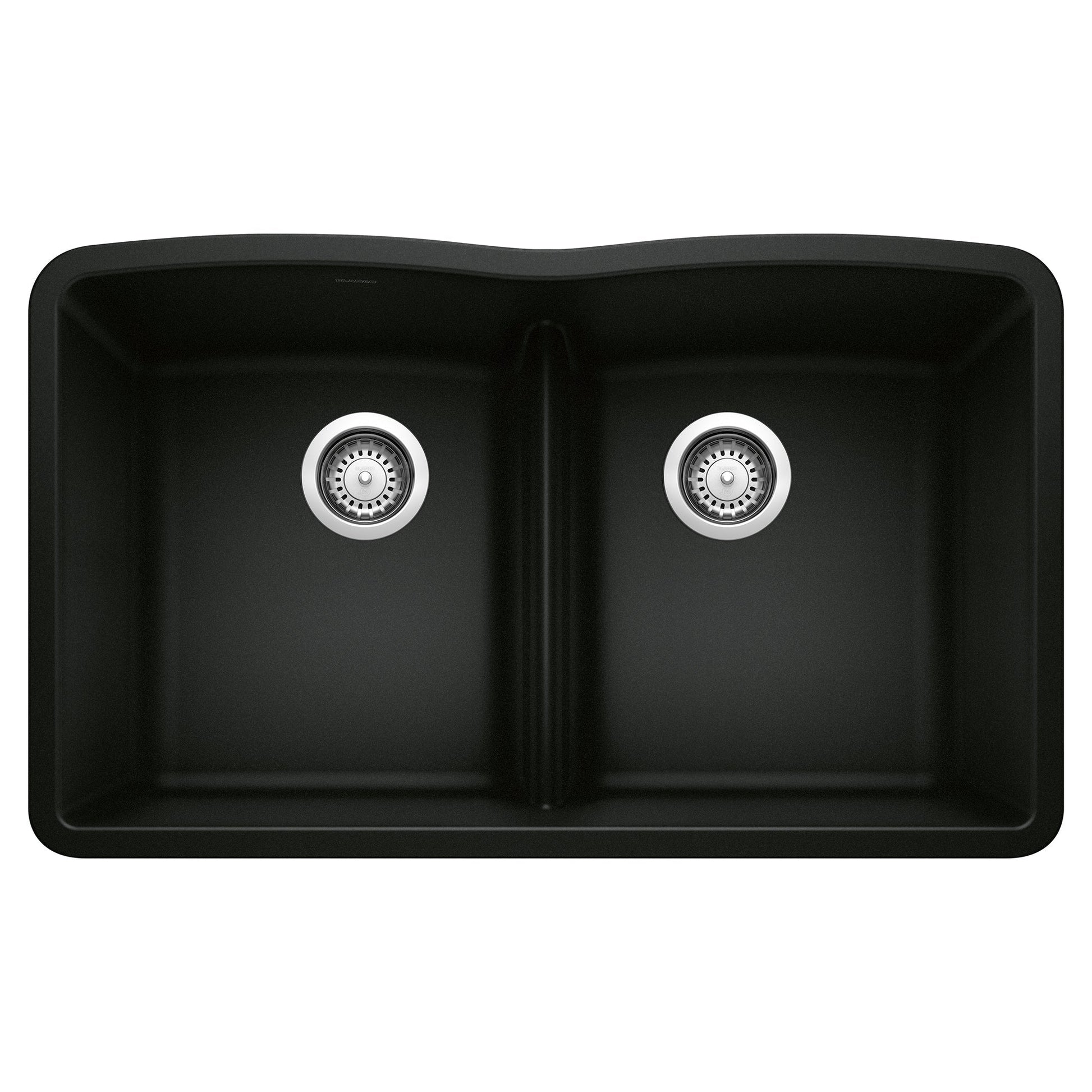BLANCO 442914 Diamond Equal Double Bowl Kitchen Sink with Low Divide - Coal Black