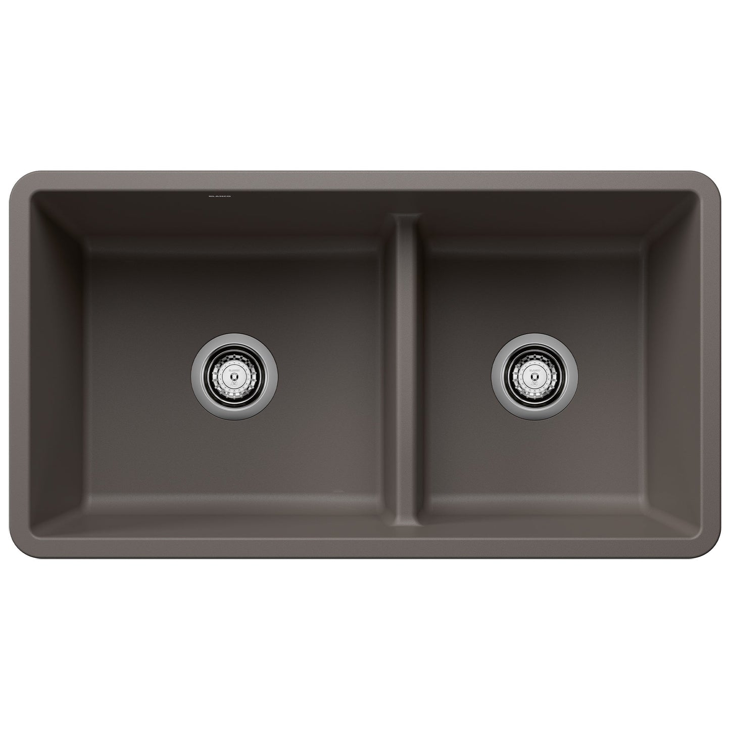 BLANCO 443117 Precis Reversible 1-3/4 Double Bowl Kitchen Sink with Low Divide - Volcano Gray