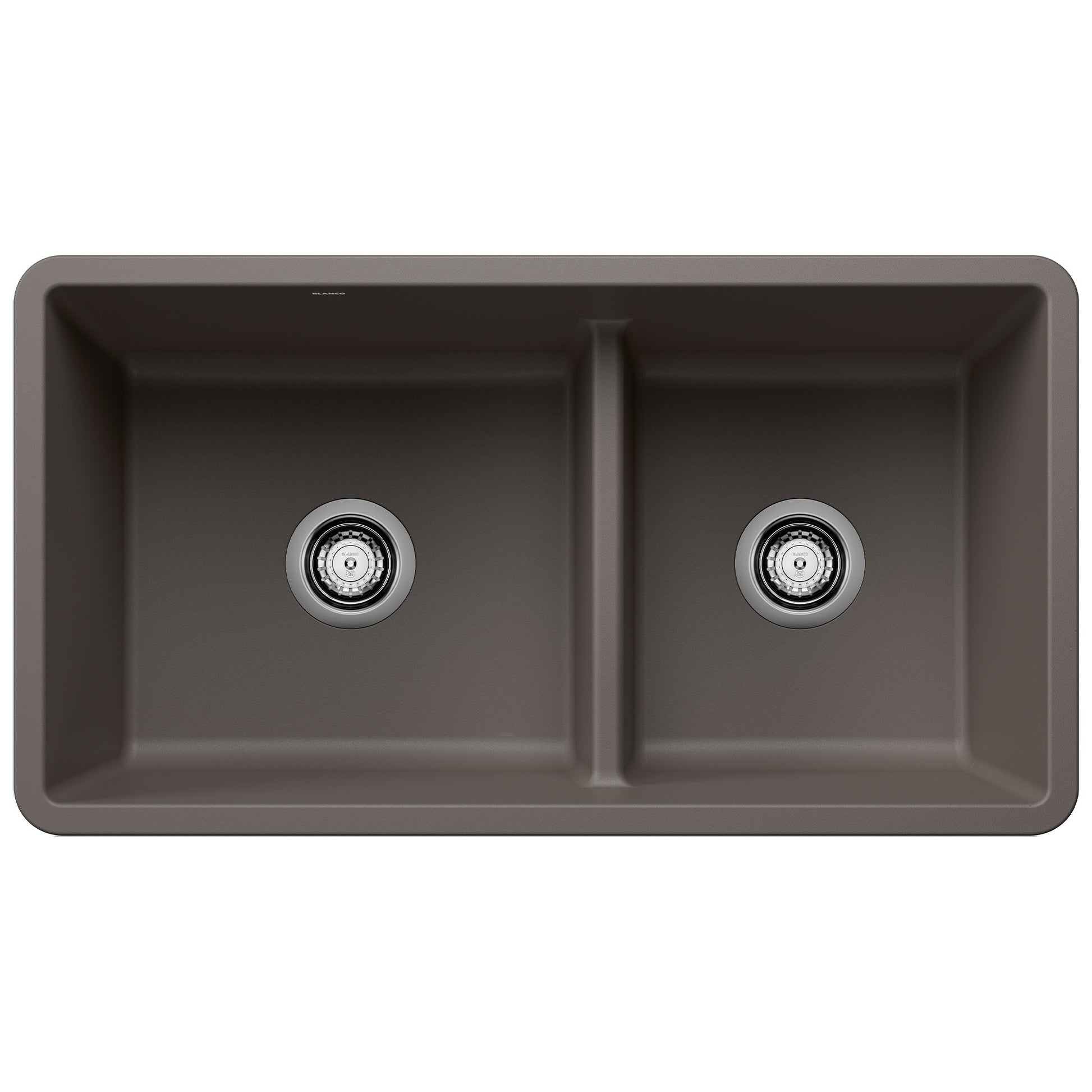 BLANCO 443117 Precis Reversible 1-3/4 Double Bowl Kitchen Sink with Low Divide - Volcano Gray