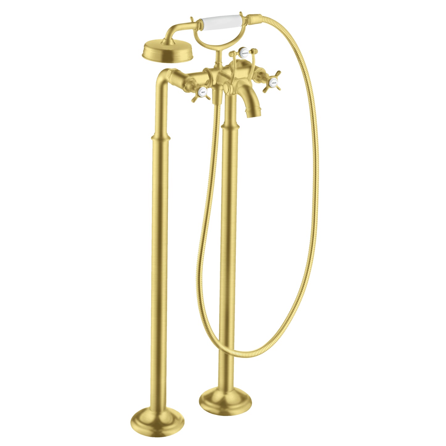 AXOR Montreux 2-Handle Freestanding Tub Filler Trim with Cross Handles and 1.8 GPM Handshower