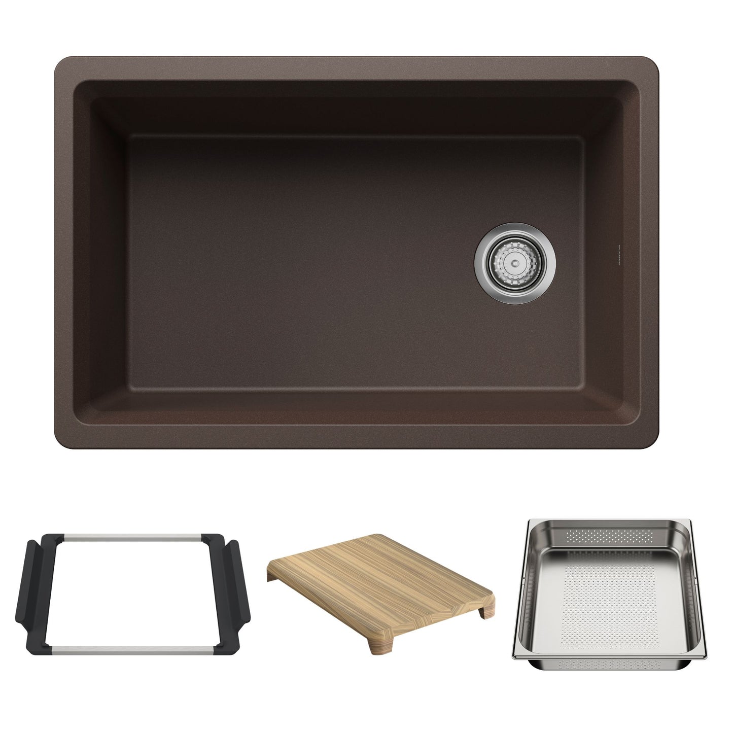 BLANCO Inteos SILGRANIT 30" Single Bowl Reversible Undermount Workstation Kitchen Sink - Café