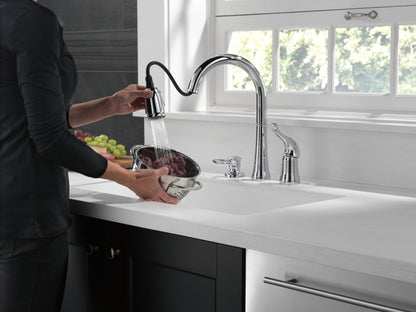 Delta Kate 16970 Single Handle Pull-Down Kitchen Faucet with Soap Dispenser