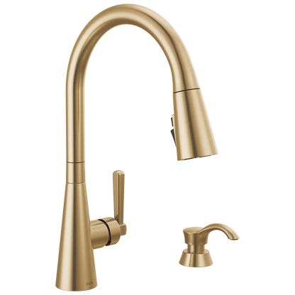 Delta Boyd 19893Z Single Handle Pull-Down Kitchen Faucet with Soap Dispenser and ShieldSpray Technology