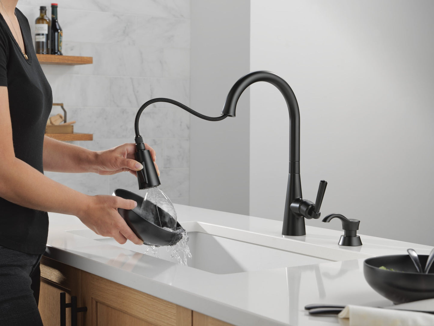 Delta Boyd 19893Z Single Handle Pull-Down Kitchen Faucet with Soap Dispenser and ShieldSpray Technology