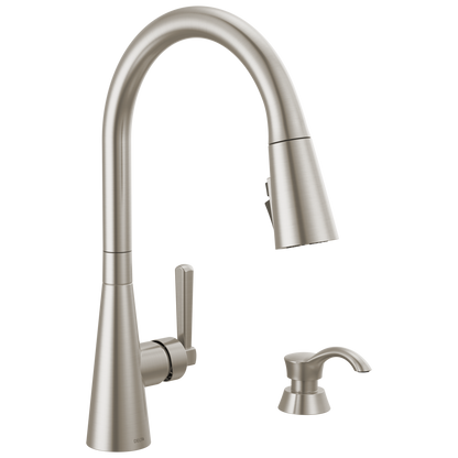 Delta Boyd 19893Z Single Handle Pull-Down Kitchen Faucet with Soap Dispenser and ShieldSpray Technology