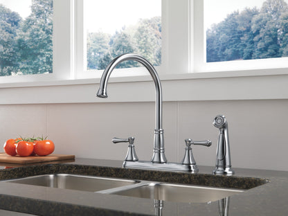 Delta Cassidy 2497LF Two Handle Kitchen Faucet with Spray